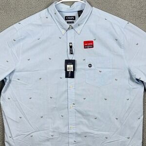 NEW CHAPS Easy Care Mens 3XLT Big Tall Shirt Button Down Blue Pocket Authentic
